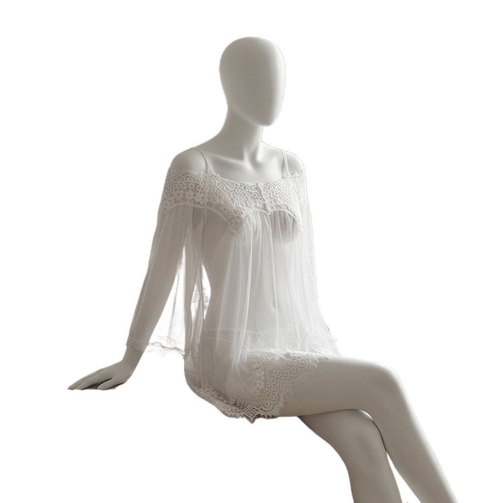 Babydoll Chemise Night - Zwarte babydoll-lingerie voor dames, met een