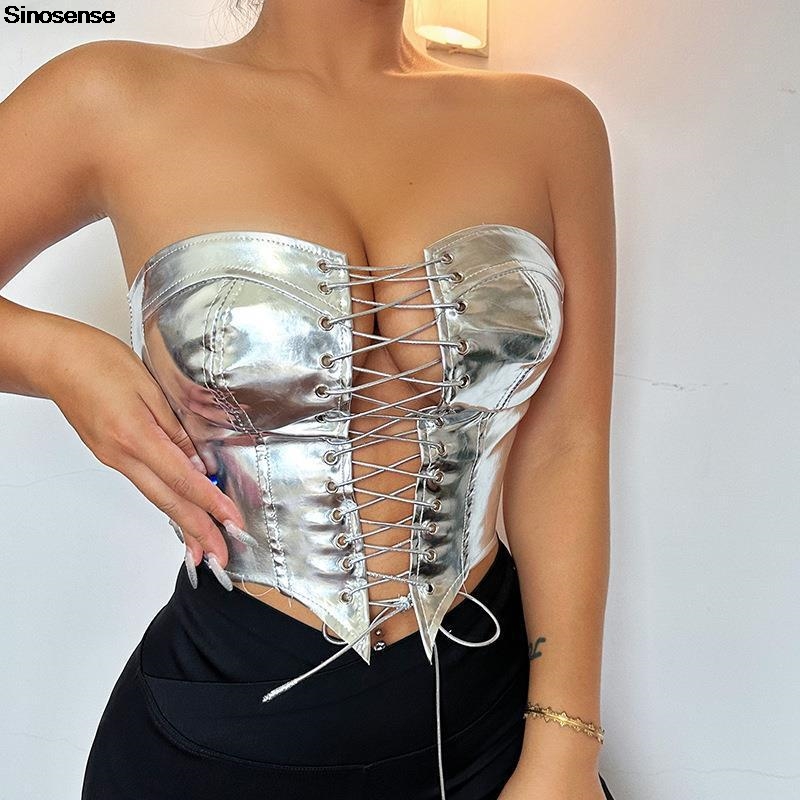 Vrouwen PU lederen bustier cro - Strapless Bra Backless recensie en prijs