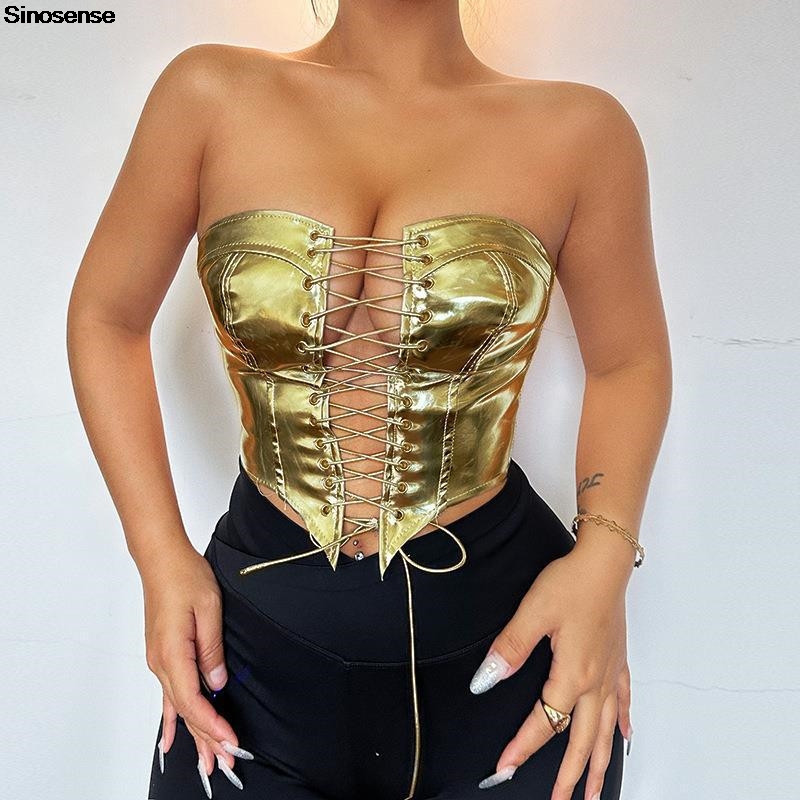 Vrouwen PU lederen bustier cro - Strapless Bra Backless recensie en prijs